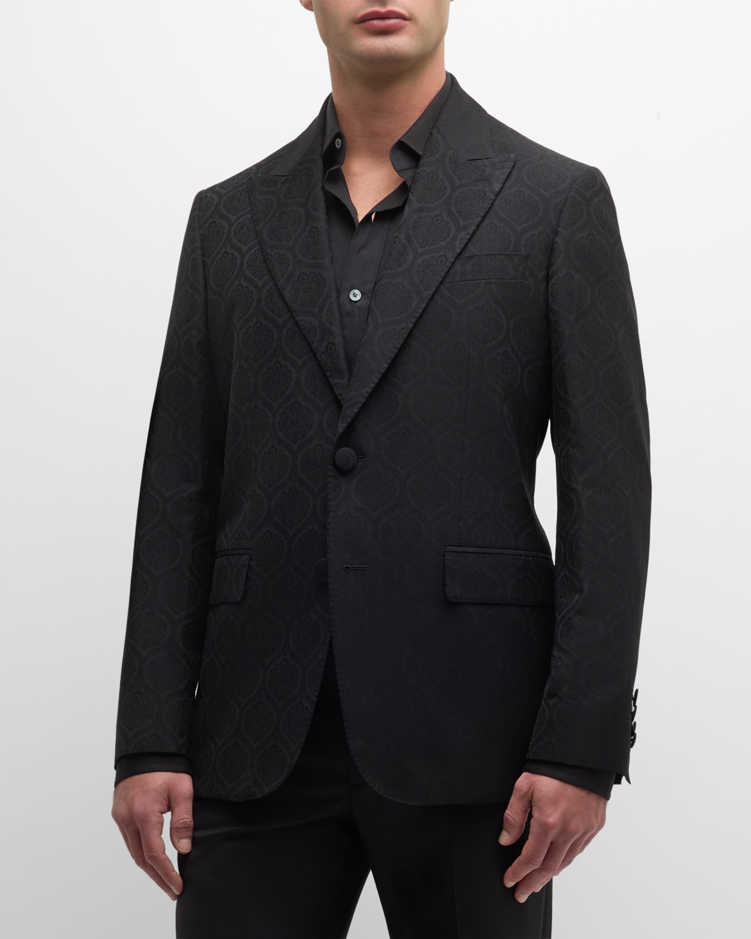 Men's Medallion Jacquard Tuxedo Jacket - 1