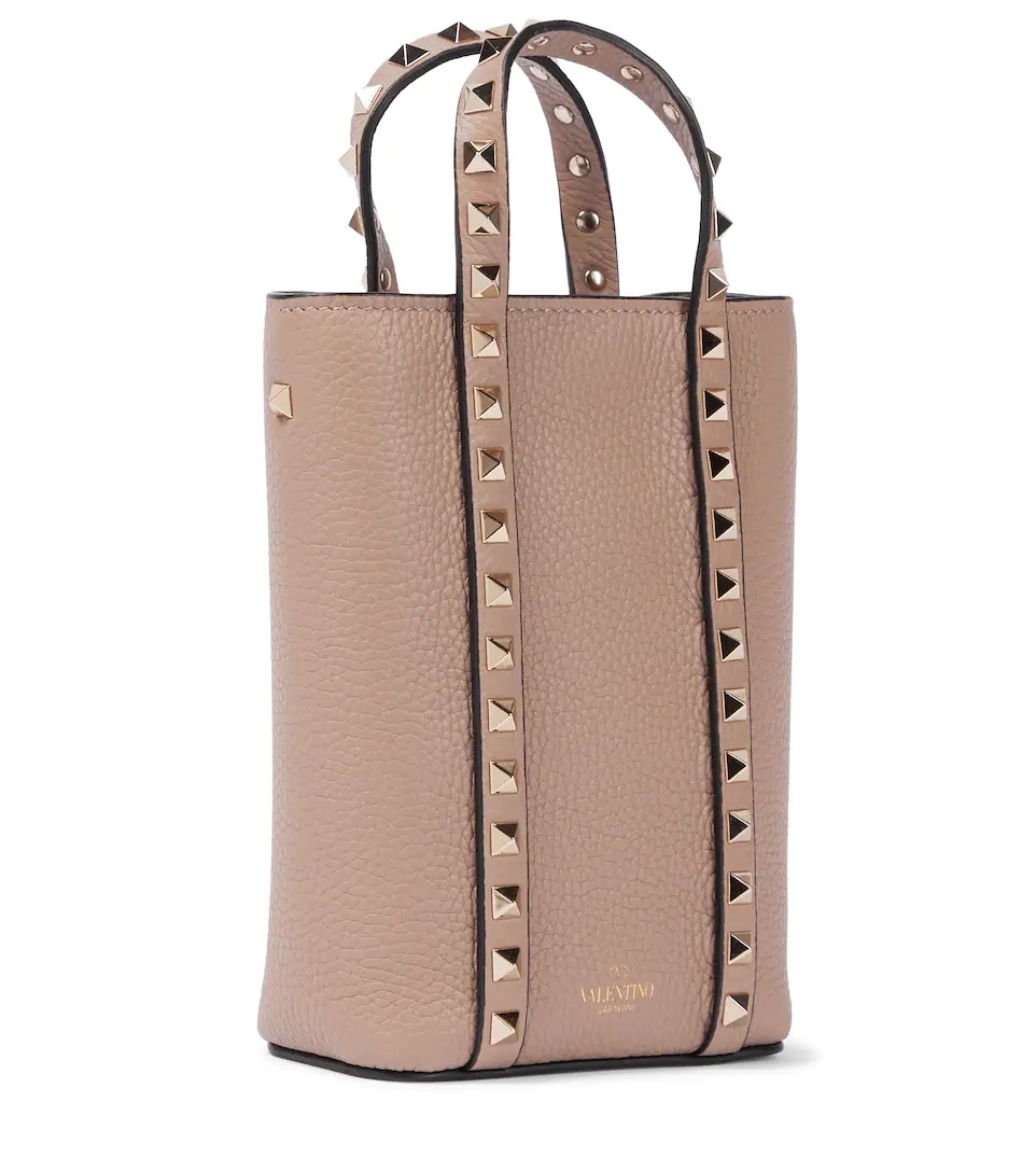 Rockstud leather tote bag - 4