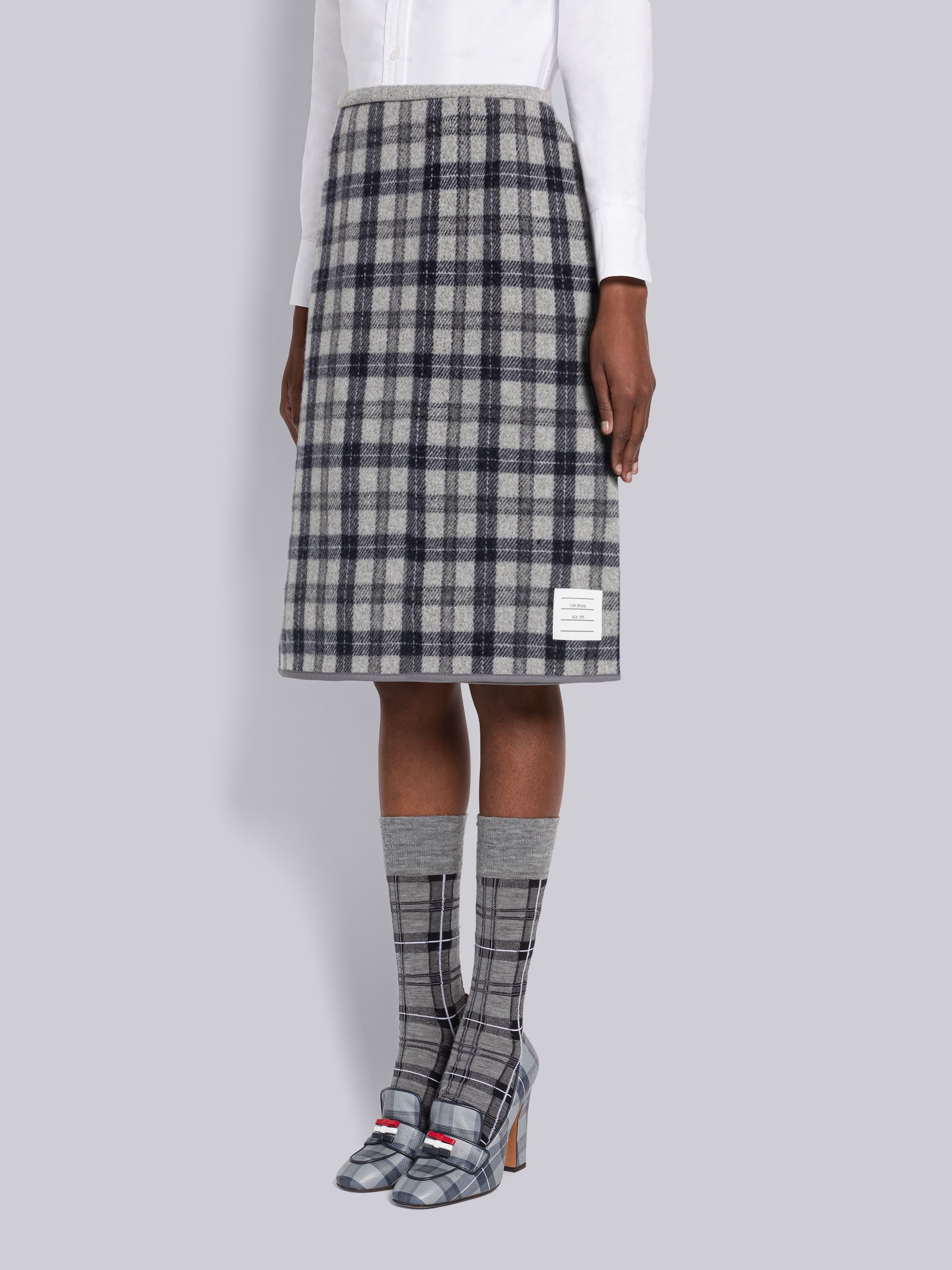 Double Face Wool Tartan Reversible Wrap Skirt - 2