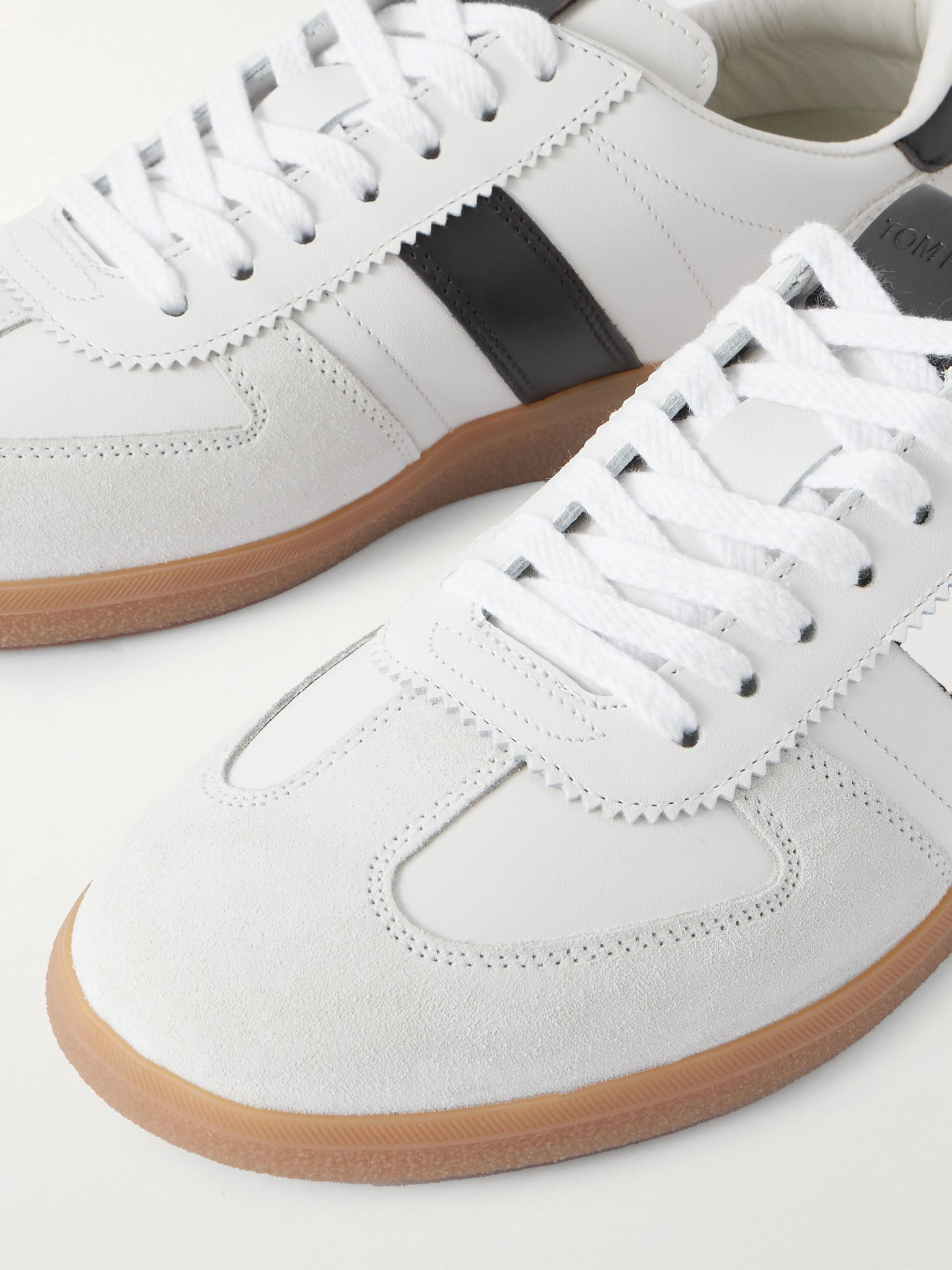 Archer Suede-Trimmed Leather Sneakers White - 5