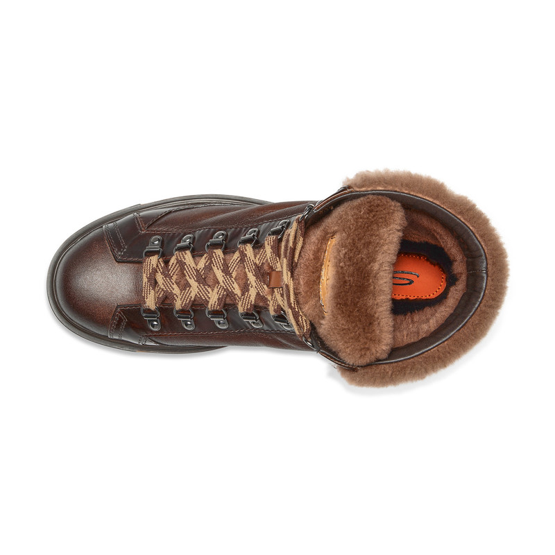 Men's dark brown suede hiking boot with fur 5