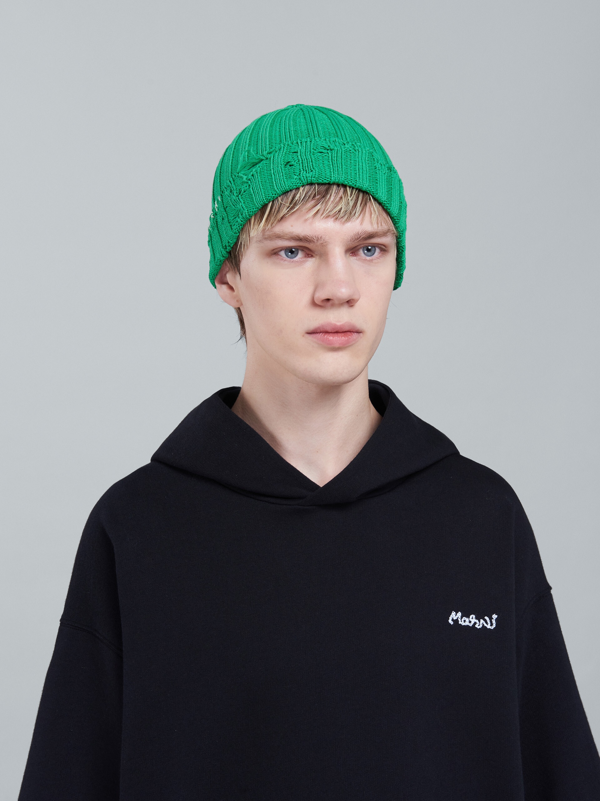 GREEN COTTON BEANIE - 2
