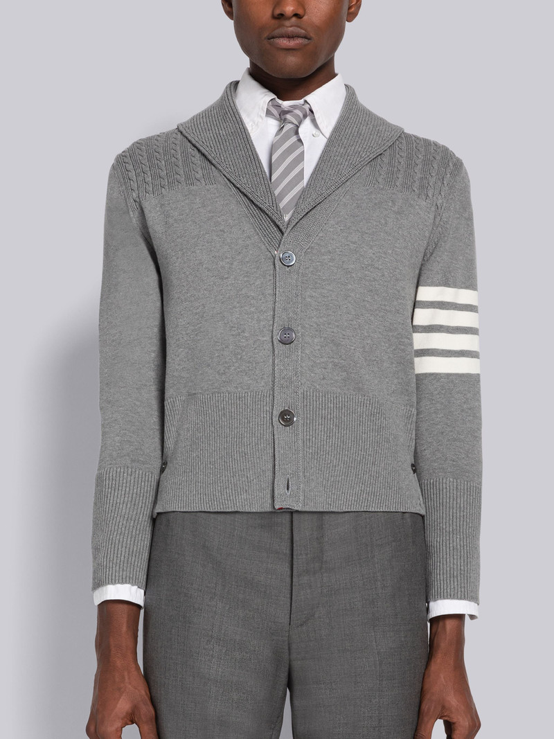 Jersey Stitch 4-Bar Shawl Collar Cardigan 1