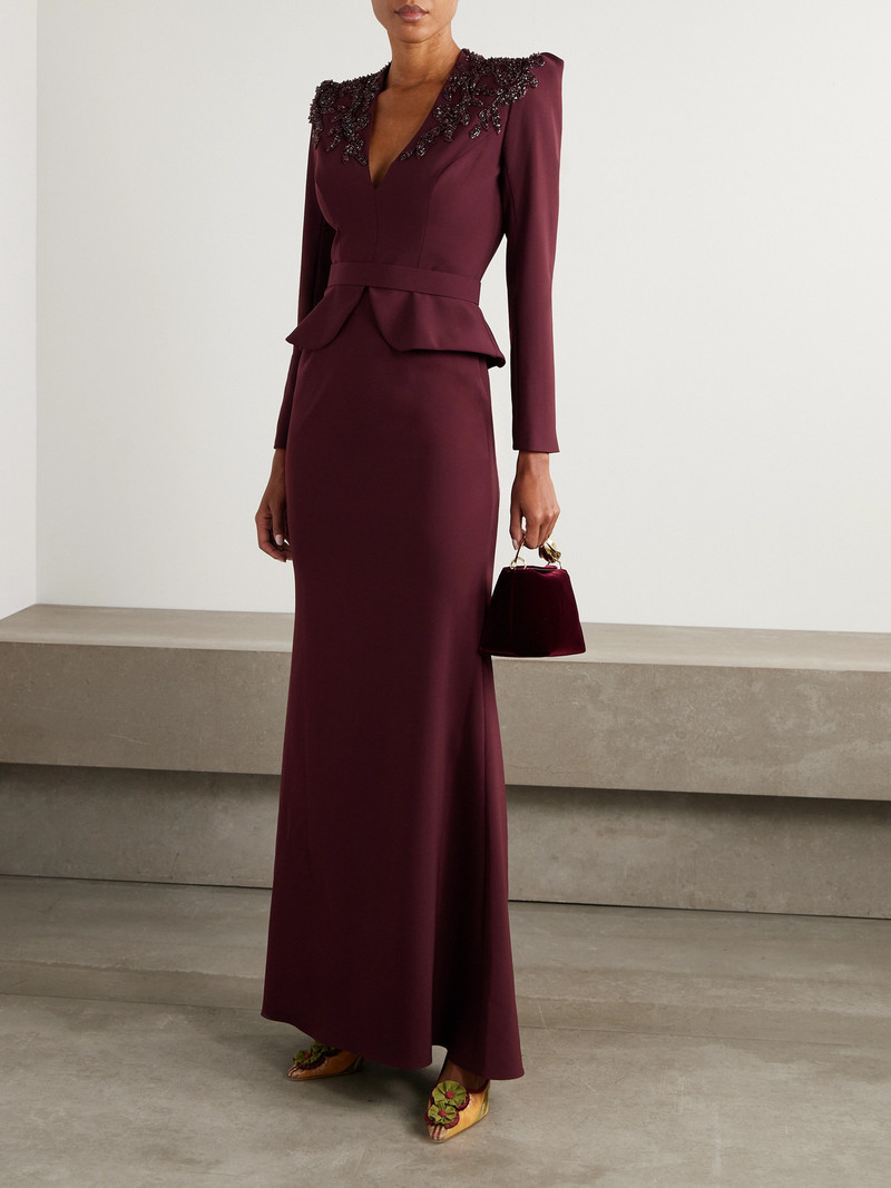 JENNY PACKHAM Night Flowering Embellished Stretch-crepe Gown outlook