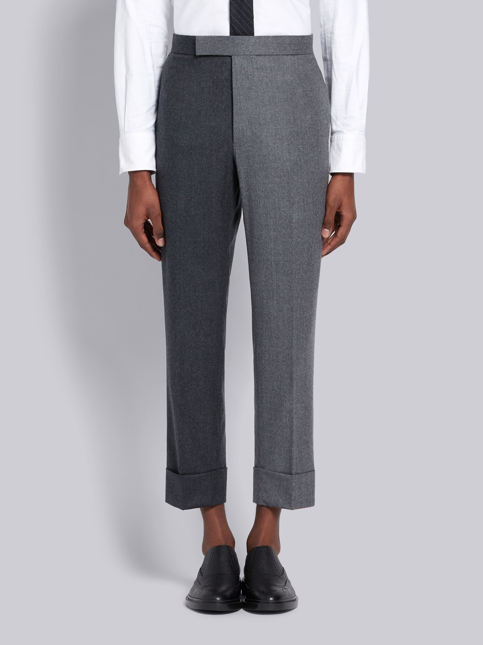 Dark Grey Super 120s Wool Flannel Funmix Classic Trouser - 1