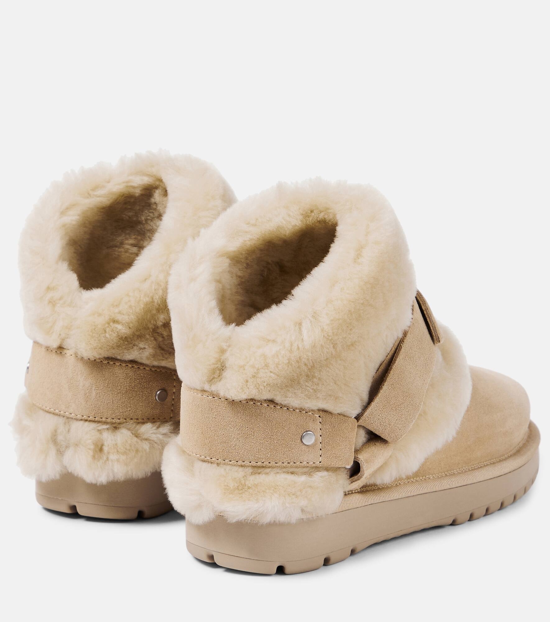 Shearling-trimmed suede ankle boots - 3
