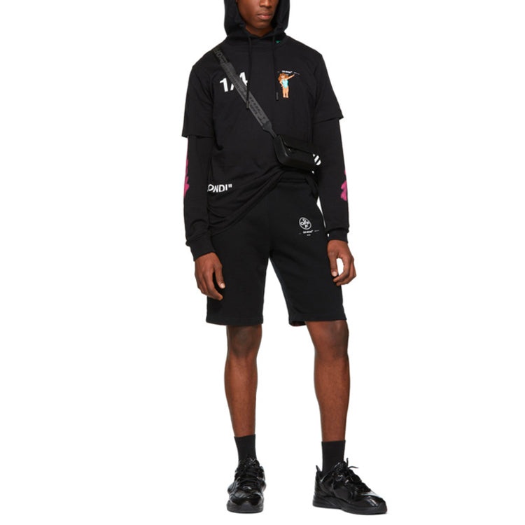 Off-White C/O Virgil Abloh Men'S Black Diag Stencil Sweatshorts OMCI006R190030151028 - 3