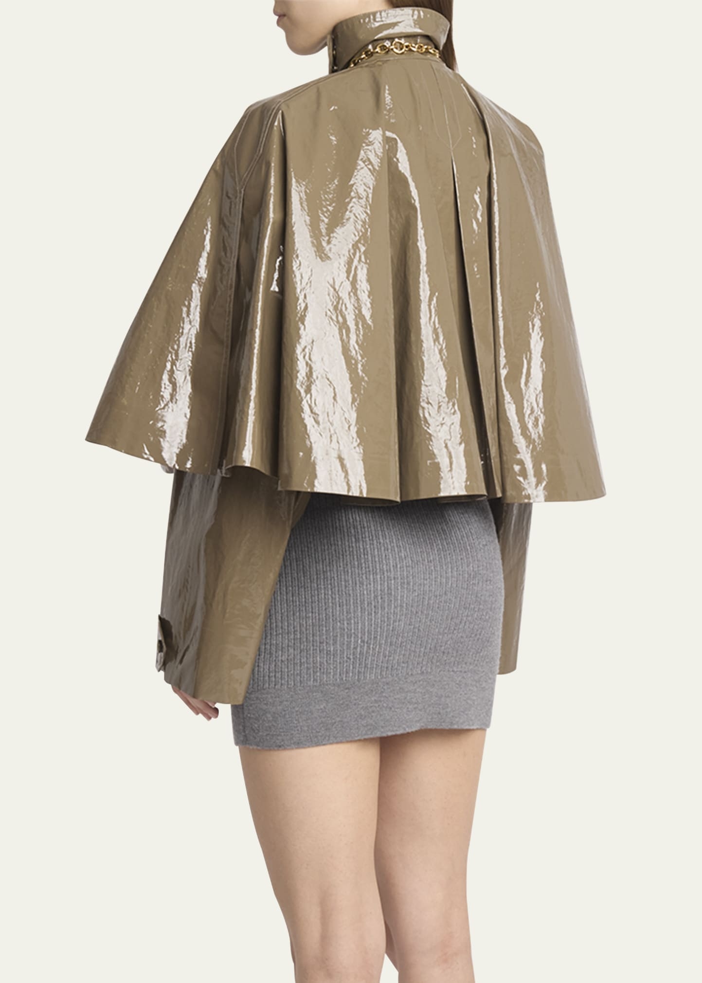 Cropped Glossy Lacquered Cape - 3