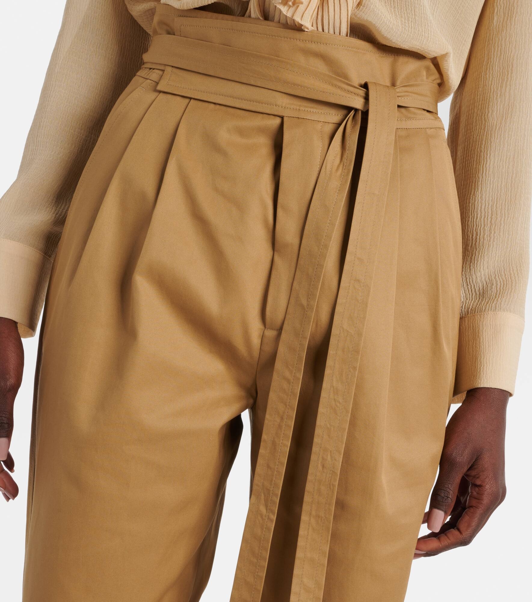 Pleated cotton poplin straight pants - 4