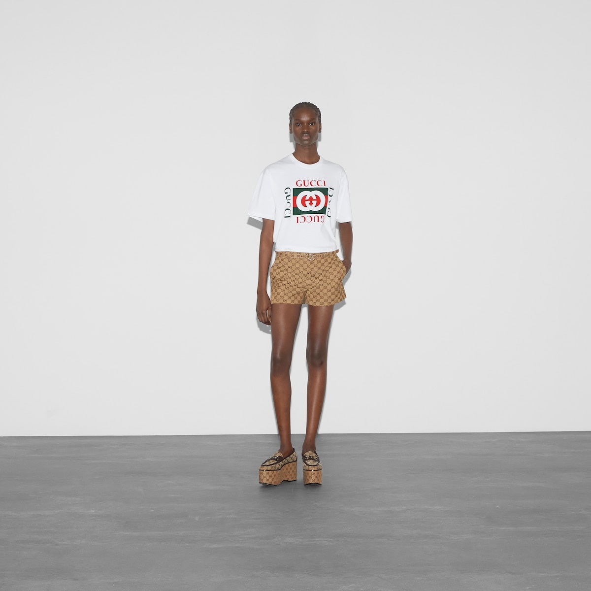 Interlocking G プリント コットン Tシャツ GUCCI Gucci Interlocking G print cotton T-shirt | REVERSIBLE