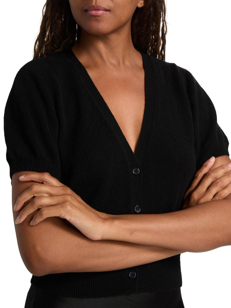 Women's Arella Puff-Sleeve Cashmere Cardigan - Black 6