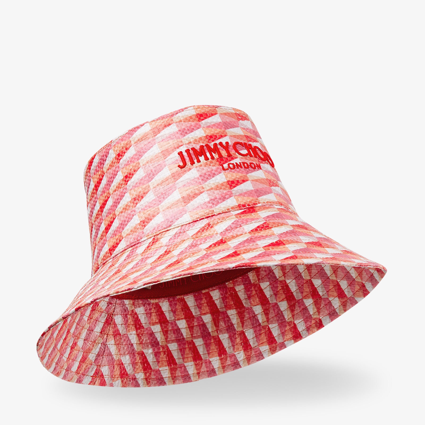 Catalie
Paprika/Candy Pink Diamond Print Fabric Embroidered Sun Hat - 2