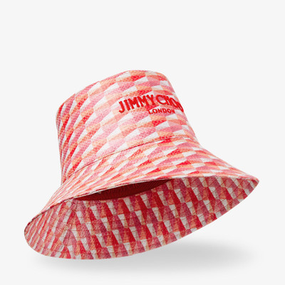 JIMMY CHOO Catalie
Paprika/Candy Pink Diamond Print Fabric Embroidered Sun Hat outlook