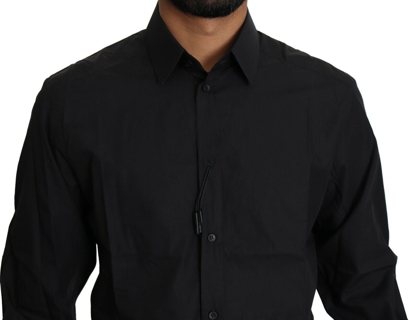 Dolce & Gabbana Men's Black Cotton Formal Top Shirt - 4