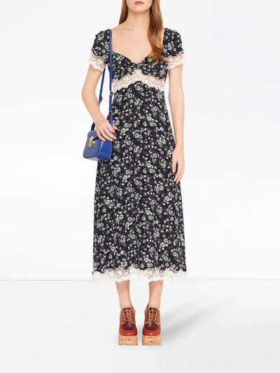 Miu Miu floral print lace detail dress outlook