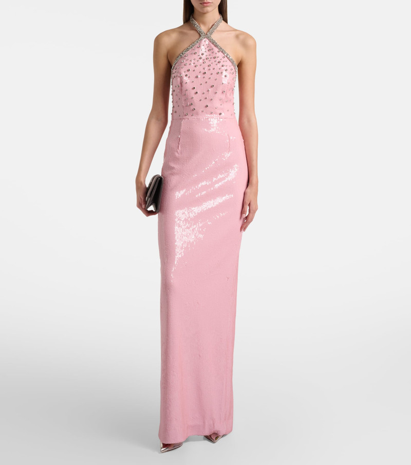 REBECCA VALLANCE Lydia sequined halterneck gown outlook