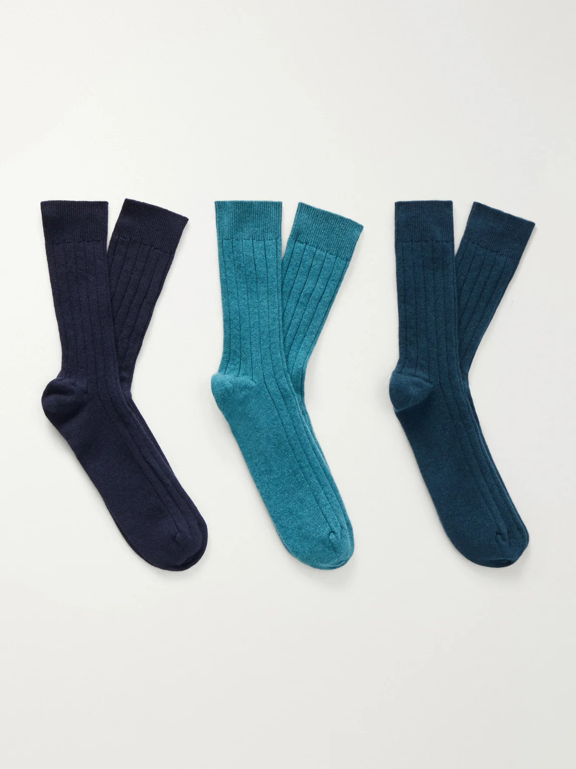 Set of Three Ribbed-Knit Cashmere-Blend Socks - 1