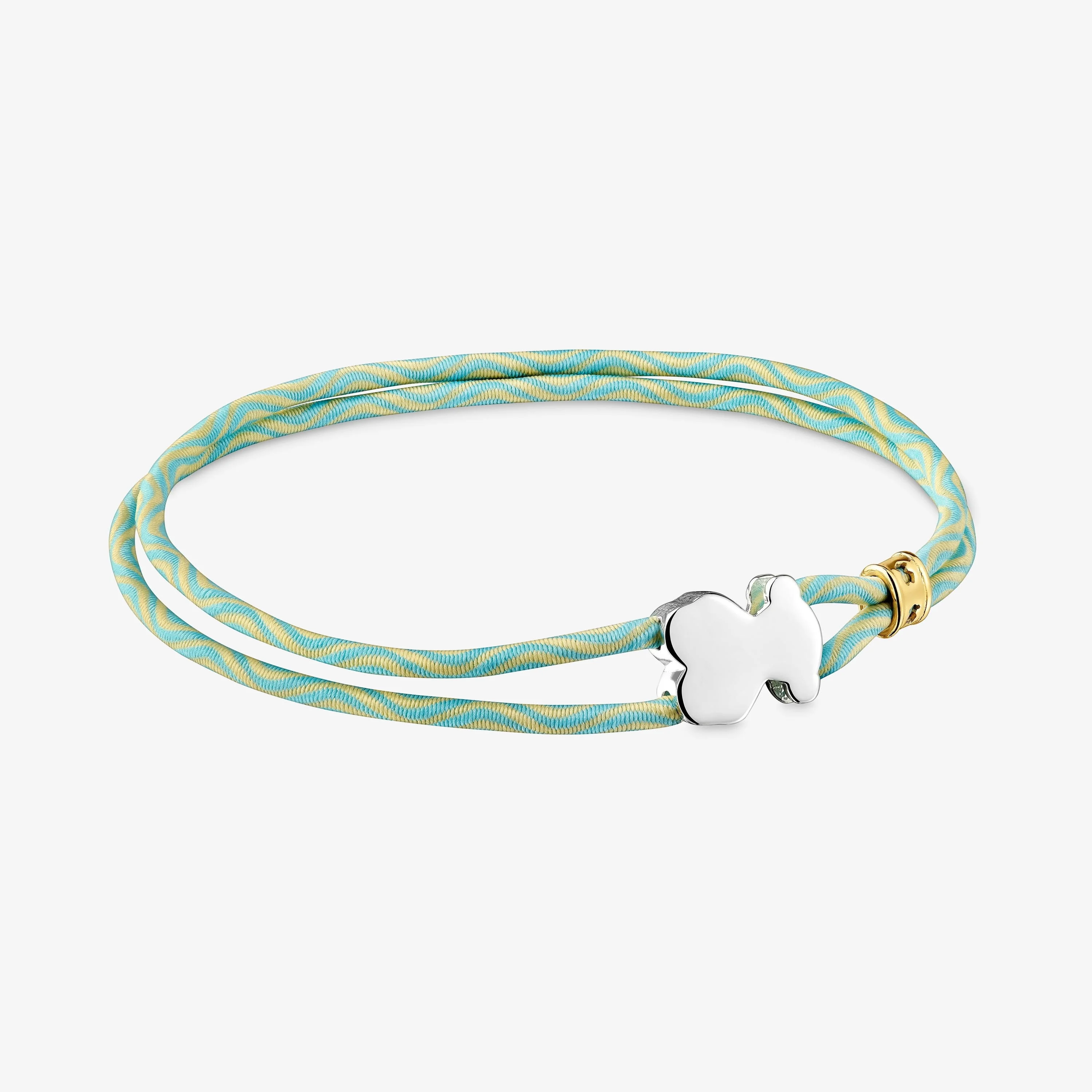 Mint-colored elastic Bracelet with silver bear Sweet Dolls - 1