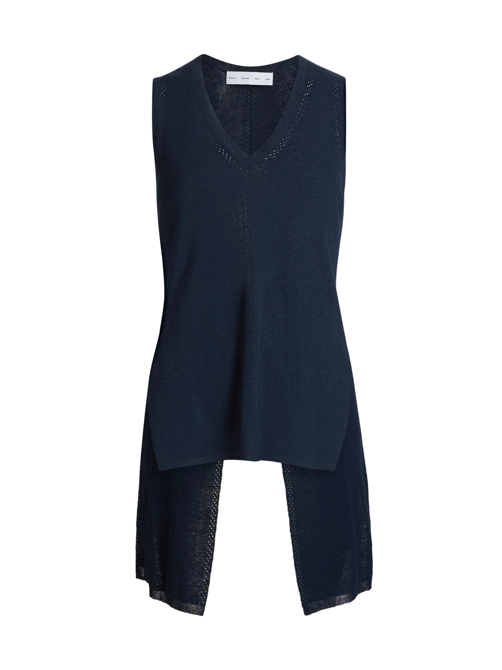 Women's Heyde Linen-Blend Back Slit Sweater - Navy - 1