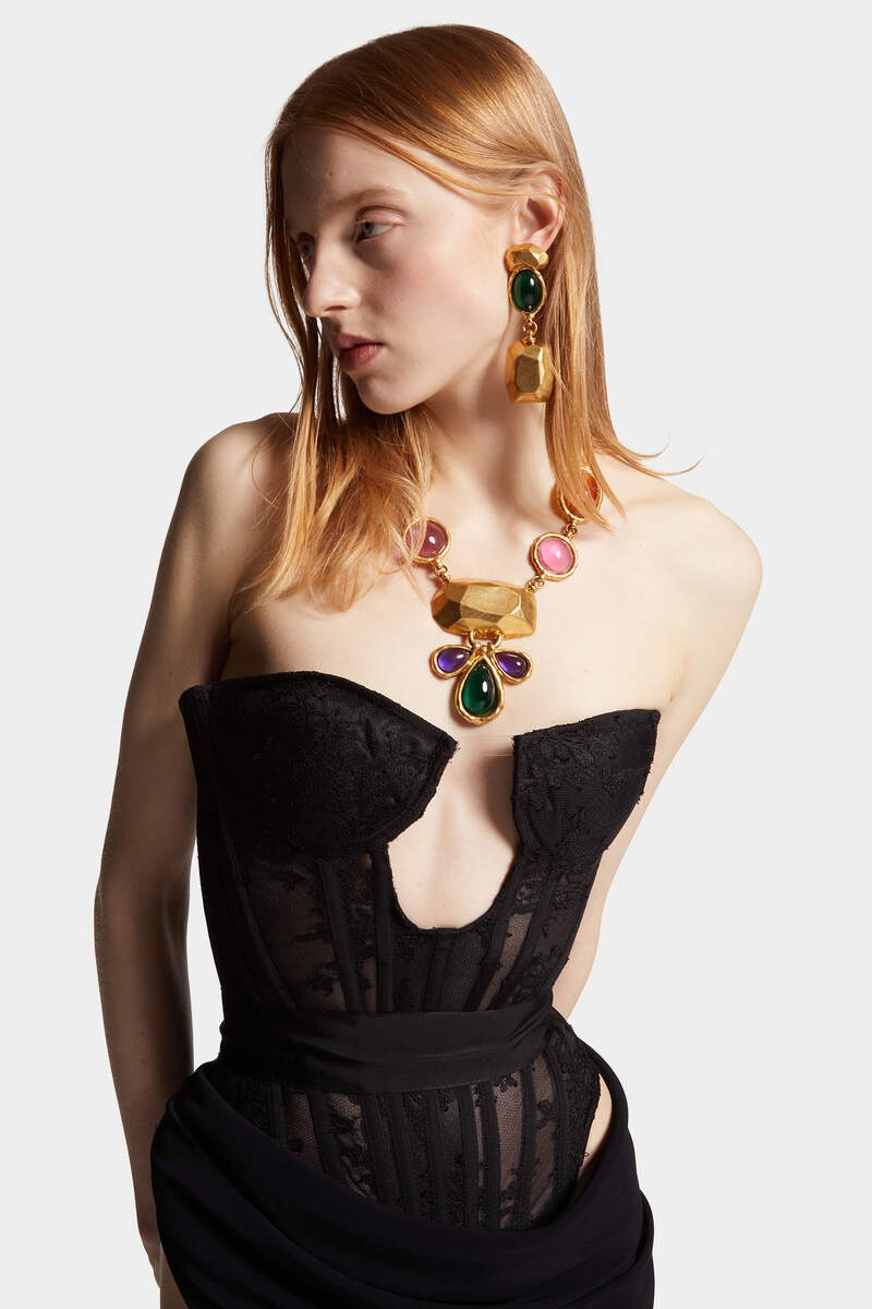 VISCOSE CREPE WAVES BUSTIER MAXI GOWN 5