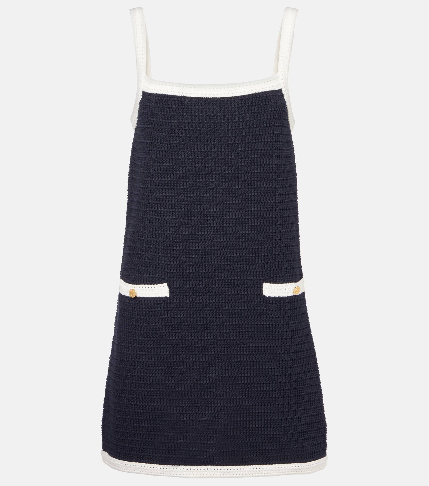 Knitted cotton-blend minidress - 1