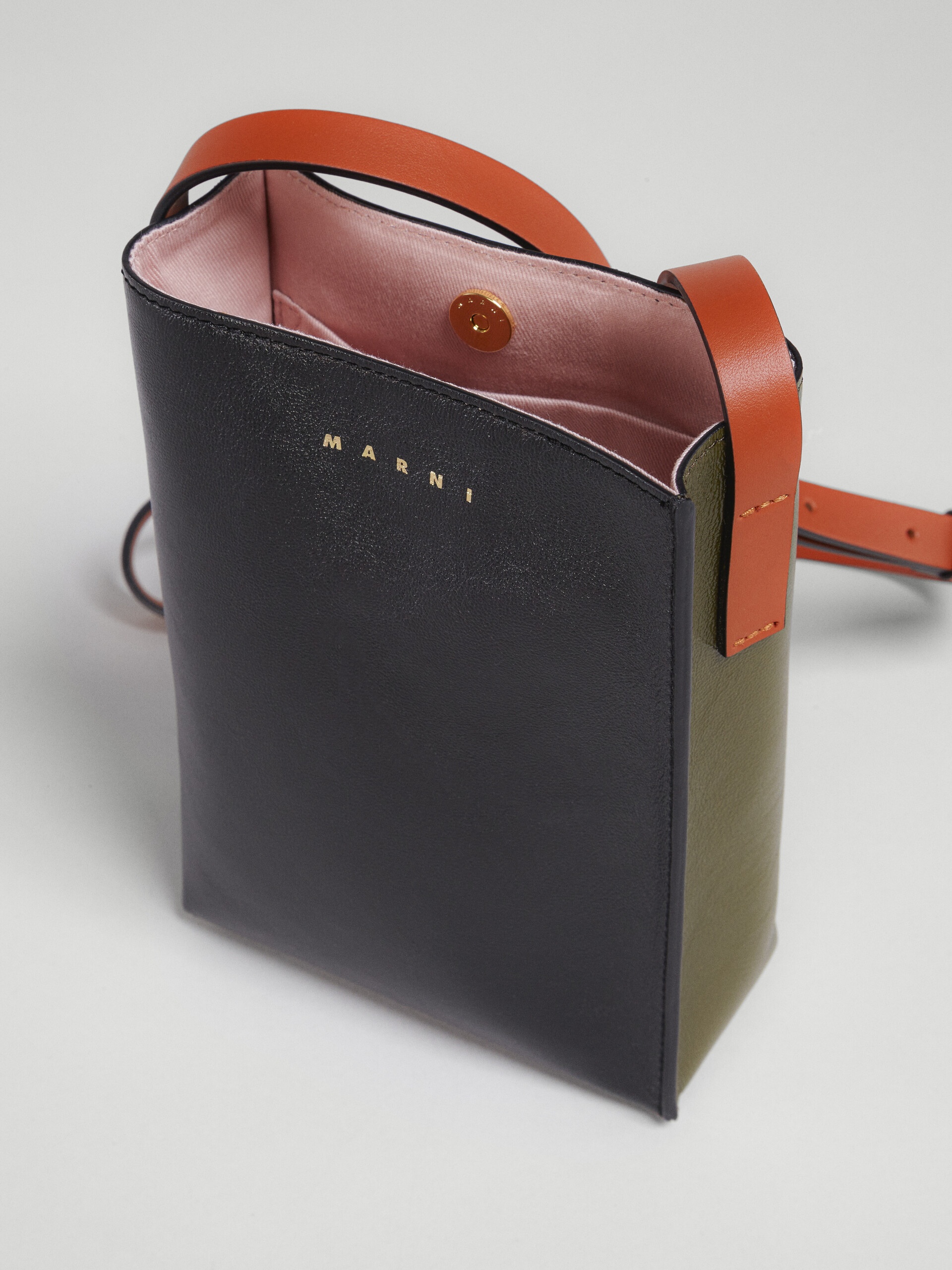 Marni MUSEO SOFT NANO BAG IN BLACK AND GREEN LEATHER