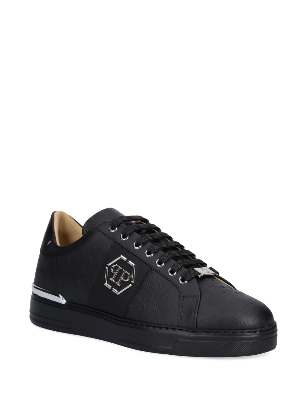 embossed-logo lace-up sneakers - 2