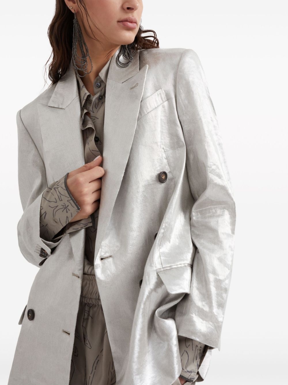 metallic double-breasted blazer - 6