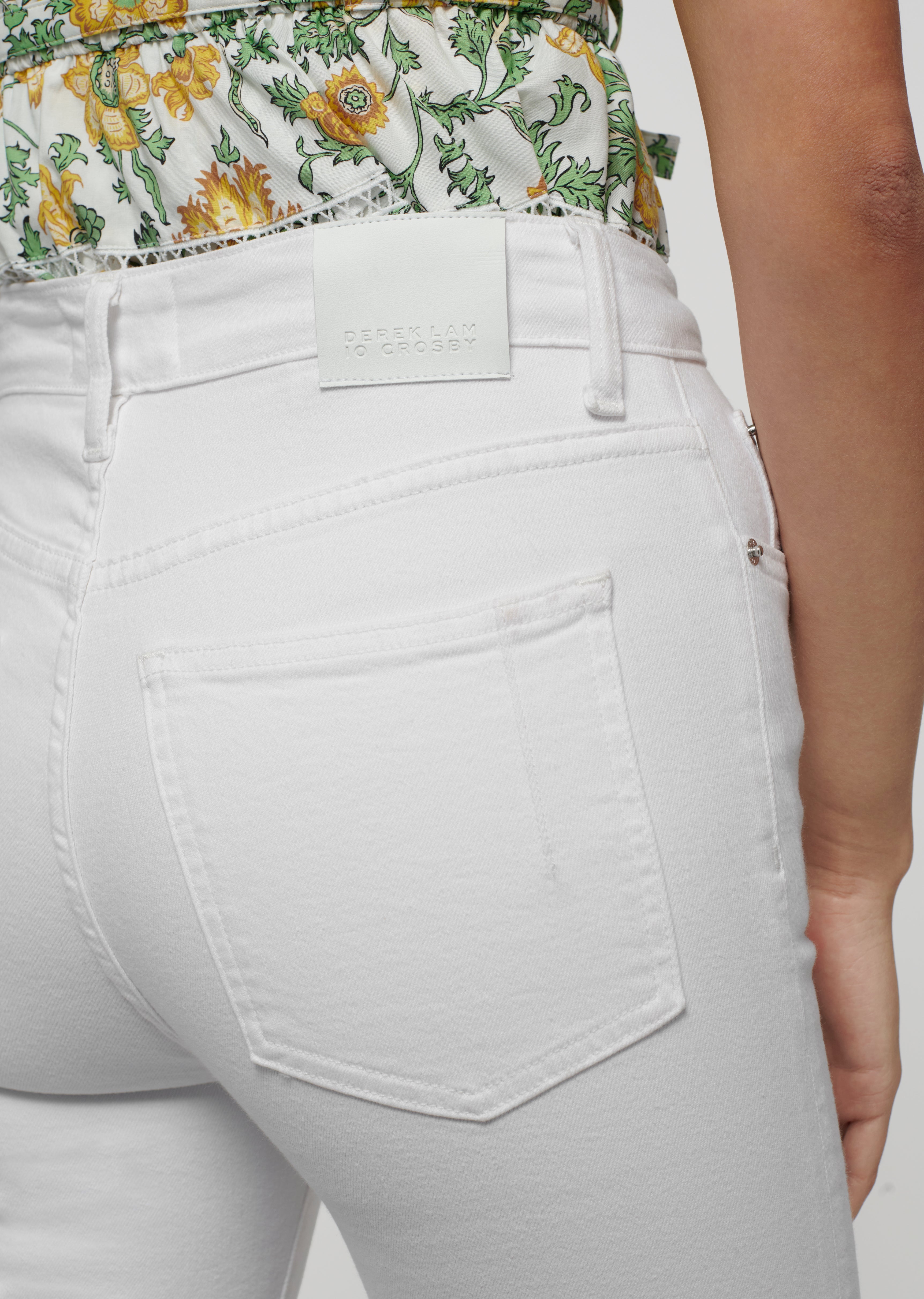 MIRA FRONT SLIT CROP FLARE JEANS - 6