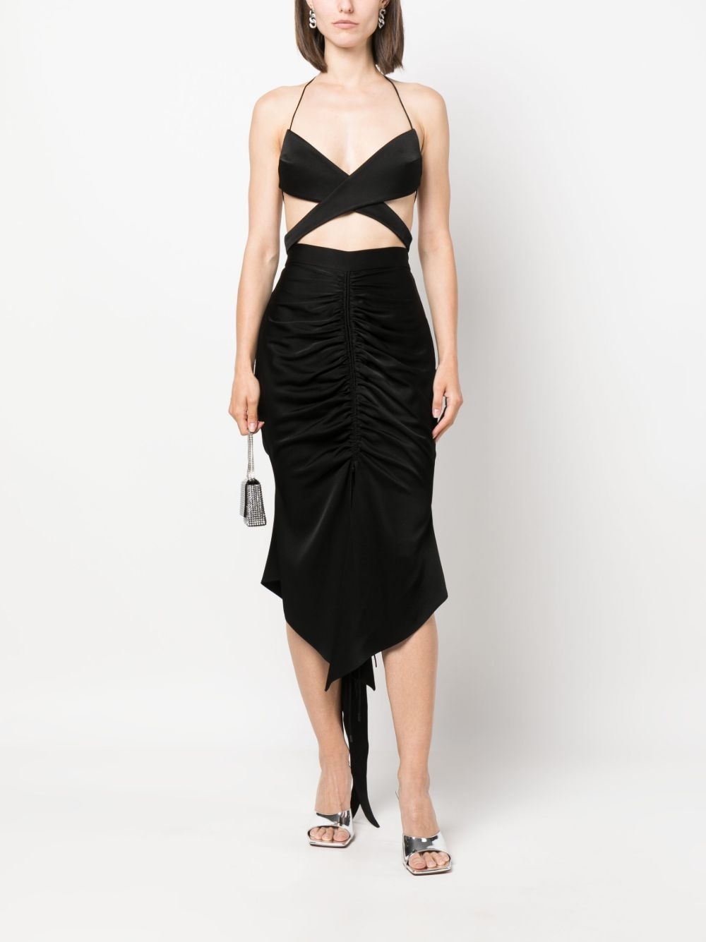 high-waisted ruched midi skirt - 2