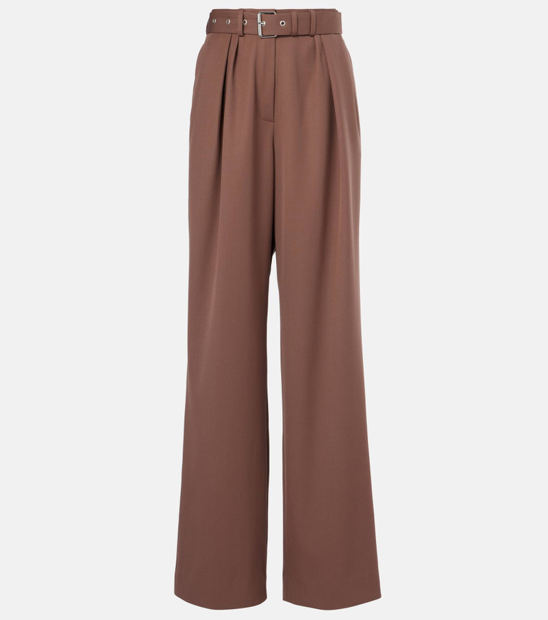 Belted wool gabardine wide-leg pants - 1
