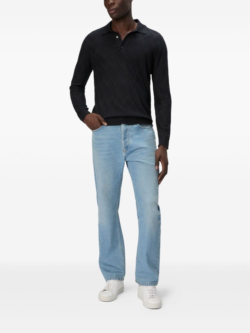 zigzag-woven polo shirt - 2