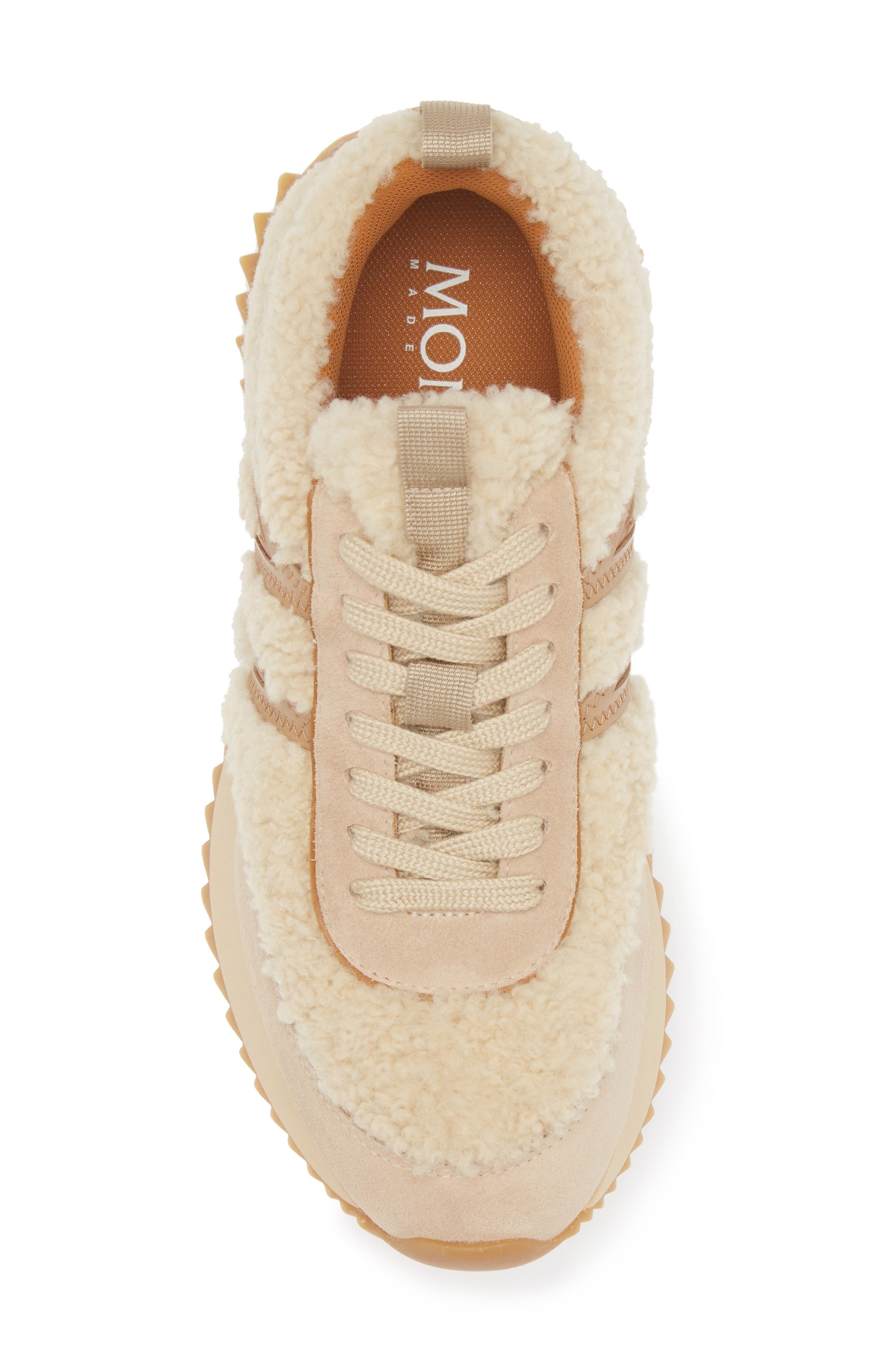 Moncler Pacey Genuine Shearling Sneaker in Beige at Nordstrom - 5