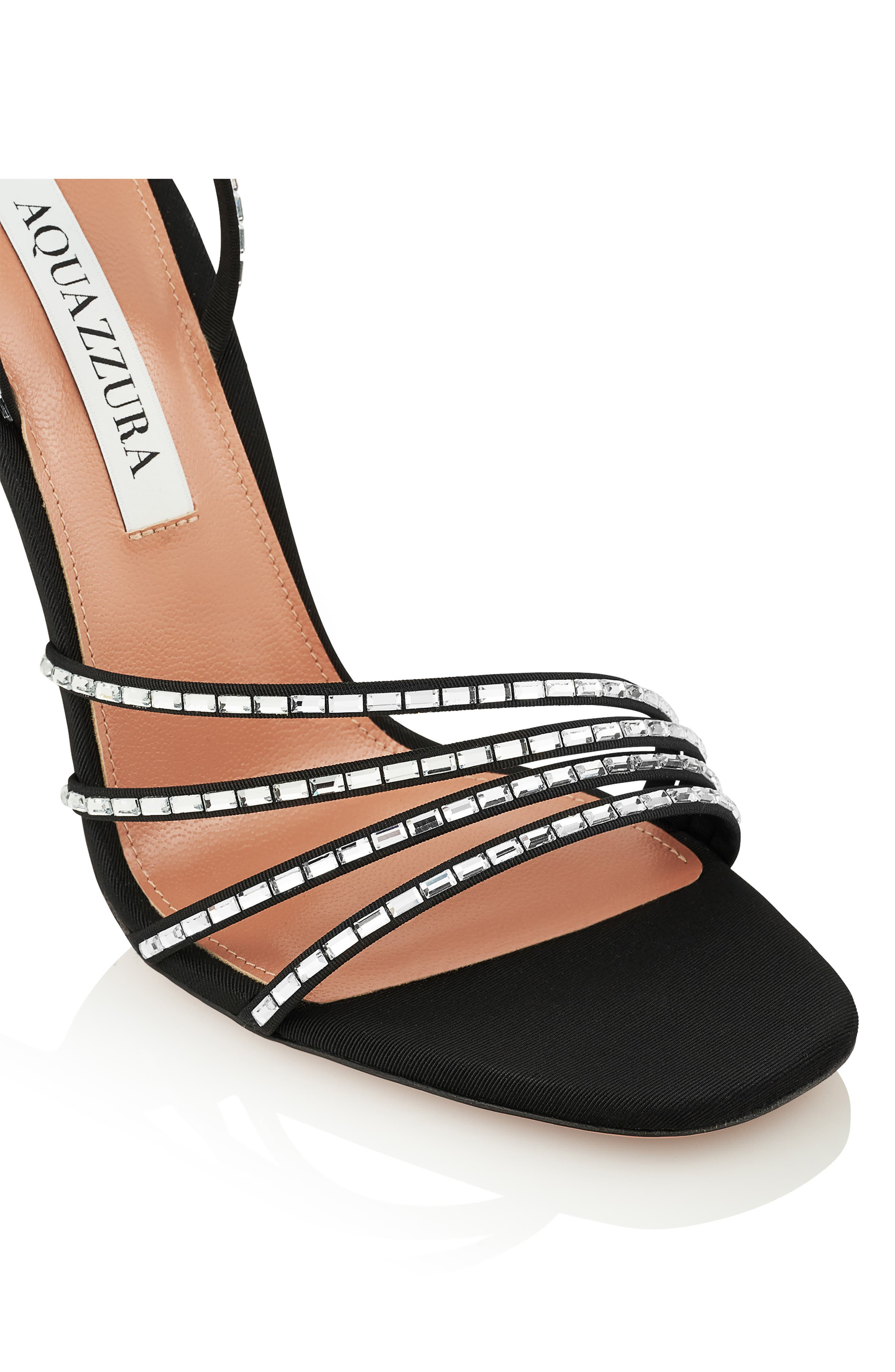 Aquazzura Mistica Crystal Embellished Ankle Strap Sandal in Black at Nordstrom - 5