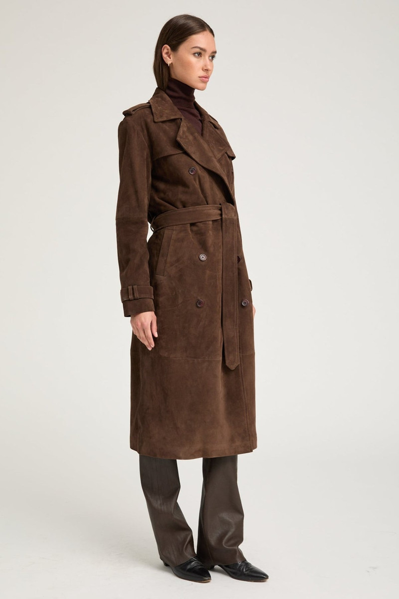 SPRWMN BELLE DE JOUR AMERICANO SUEDE TRENCH outlook