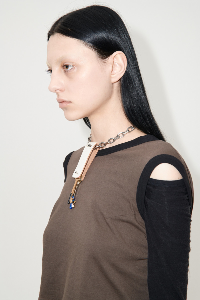 Pierced Key Holder Off White Cracked Leather 3