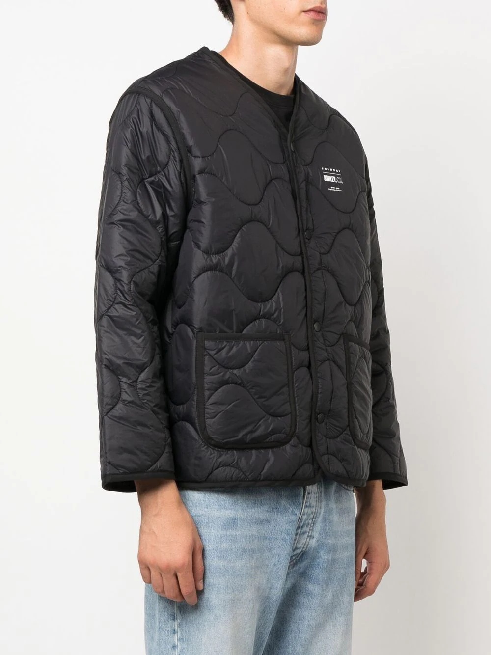 graphic-print quilted military jacket - 5