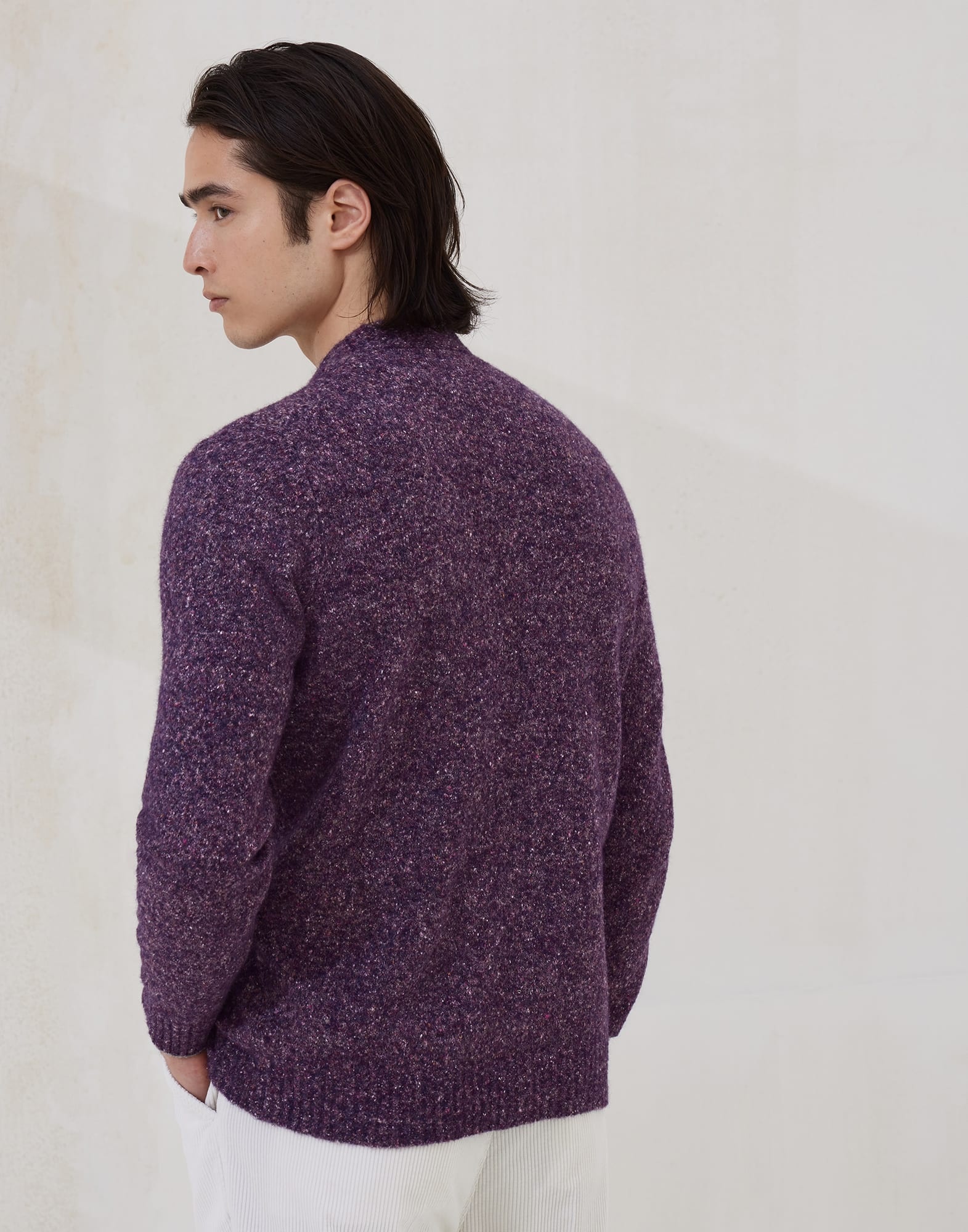 Flecked alpaca, wool, silk and cotton cardigan with metal buttons - 2