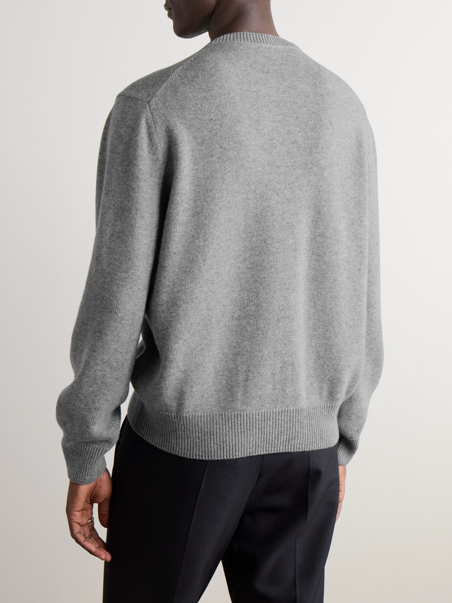 Anagram Logo-Embroidered Wool Sweater Gray - 3