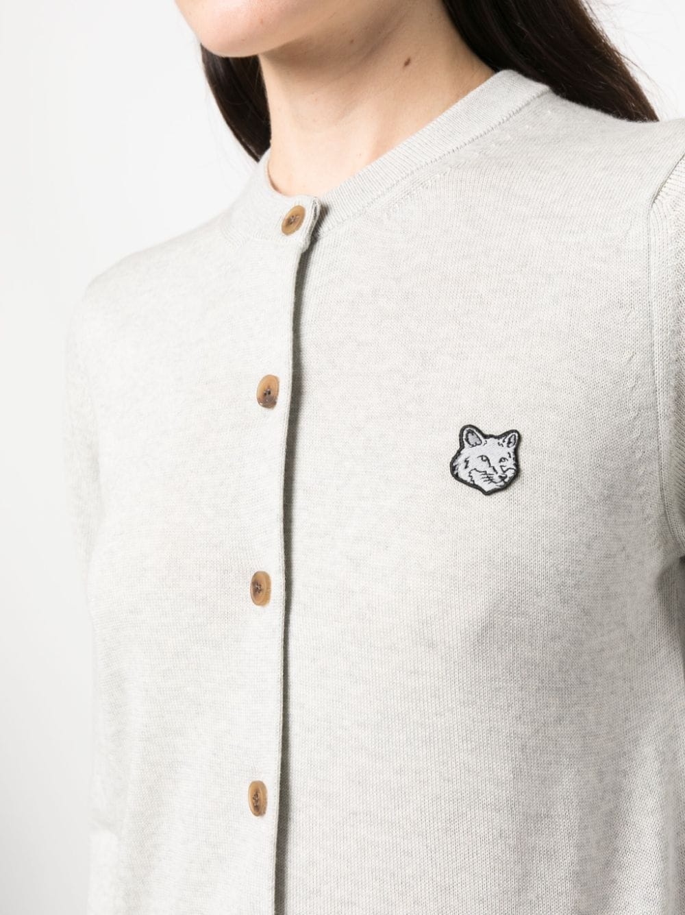 logo-patch wool cardigan - 5