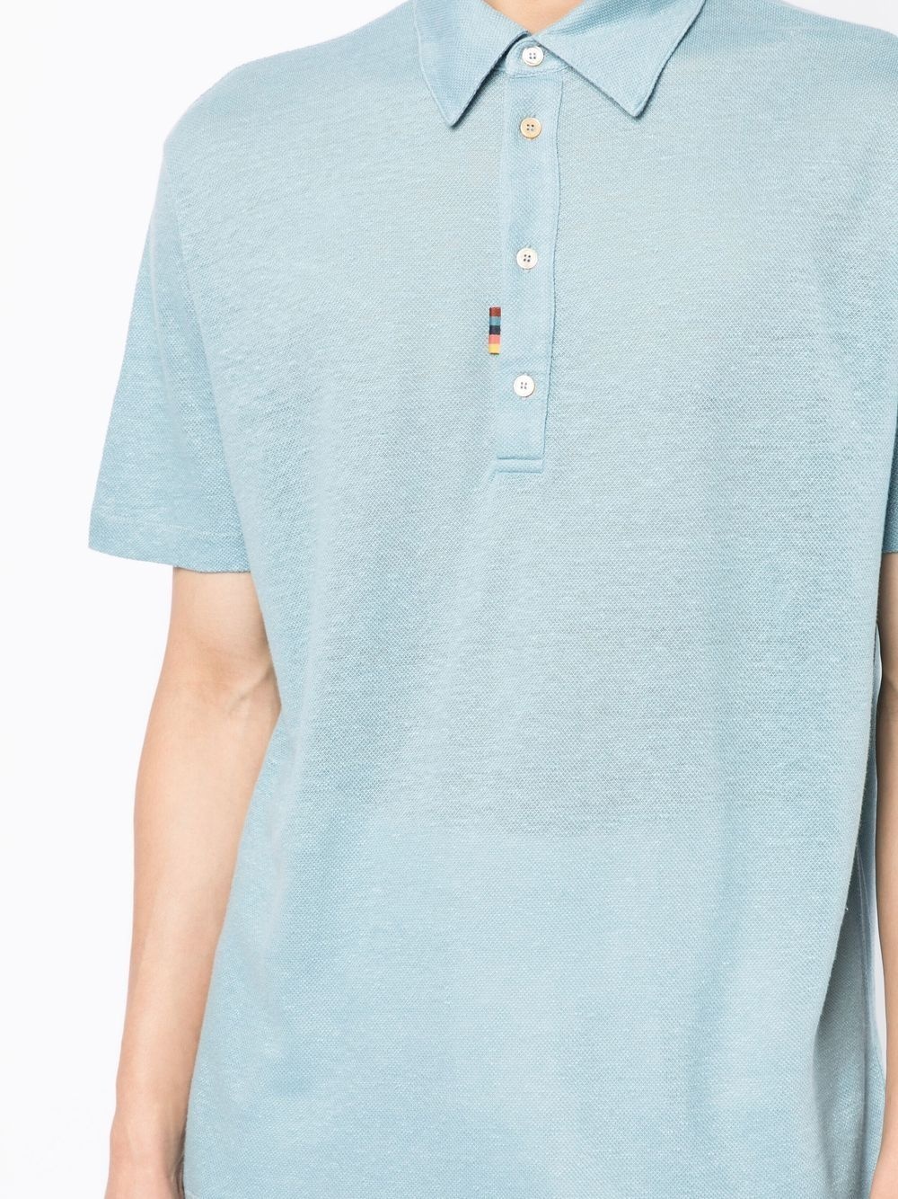 short-sleeve linen polo shirt - 5