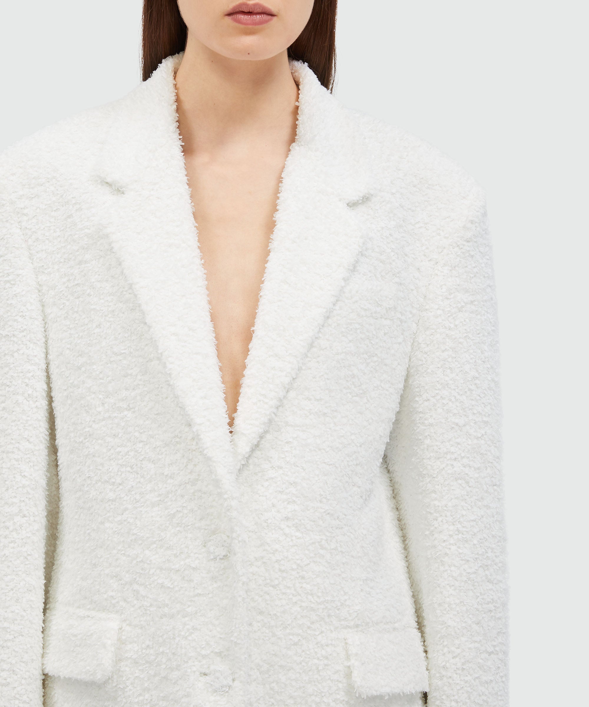 White sponge-effect tweed jacket - 5