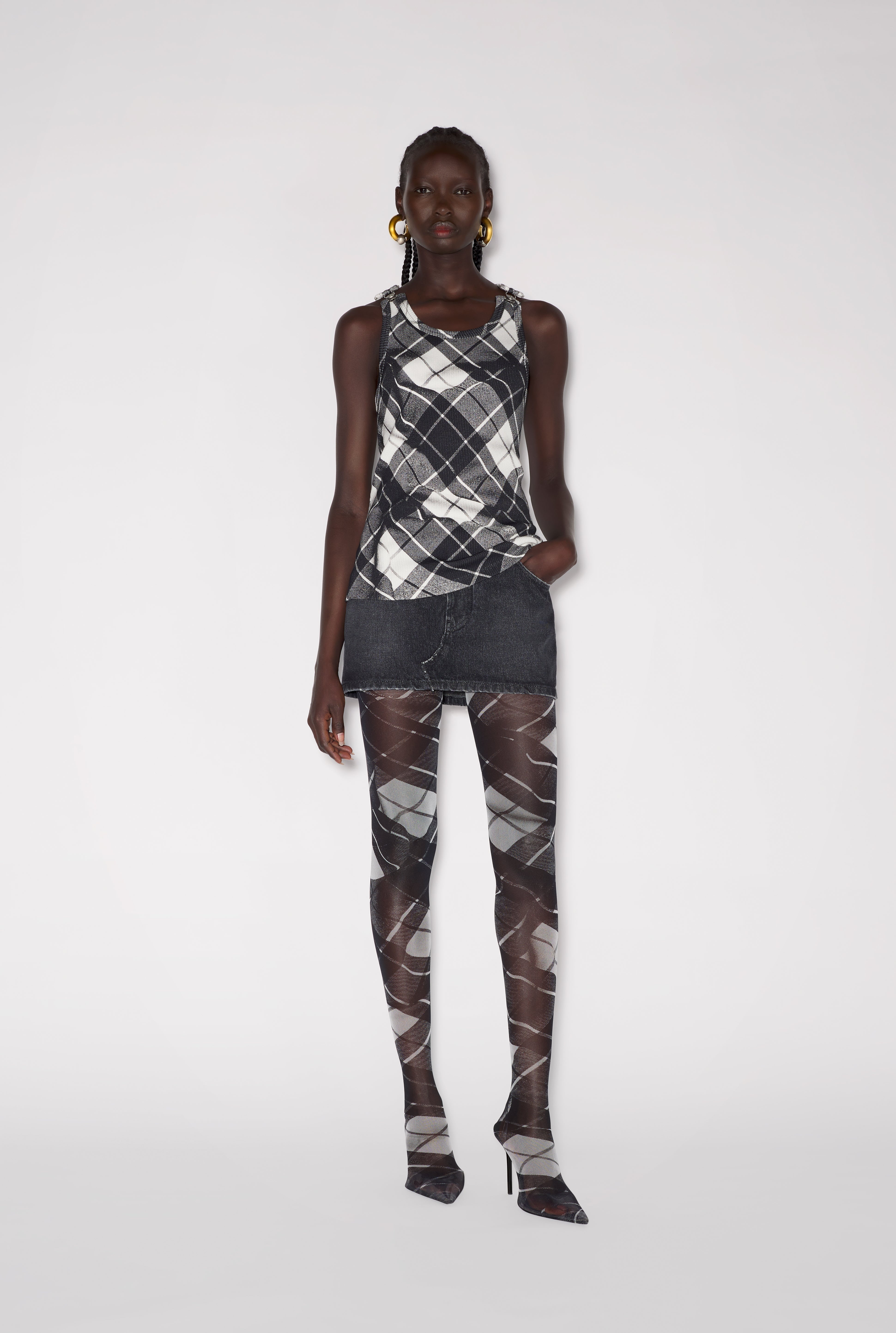 THE BLACK STRAPPED TARTAN TANK TOP - 2