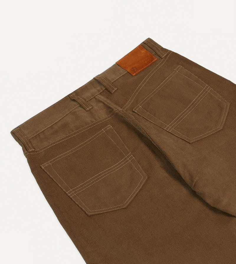 Tan Japanese Selvedge Needlecord Five-Pocket Trousers 5