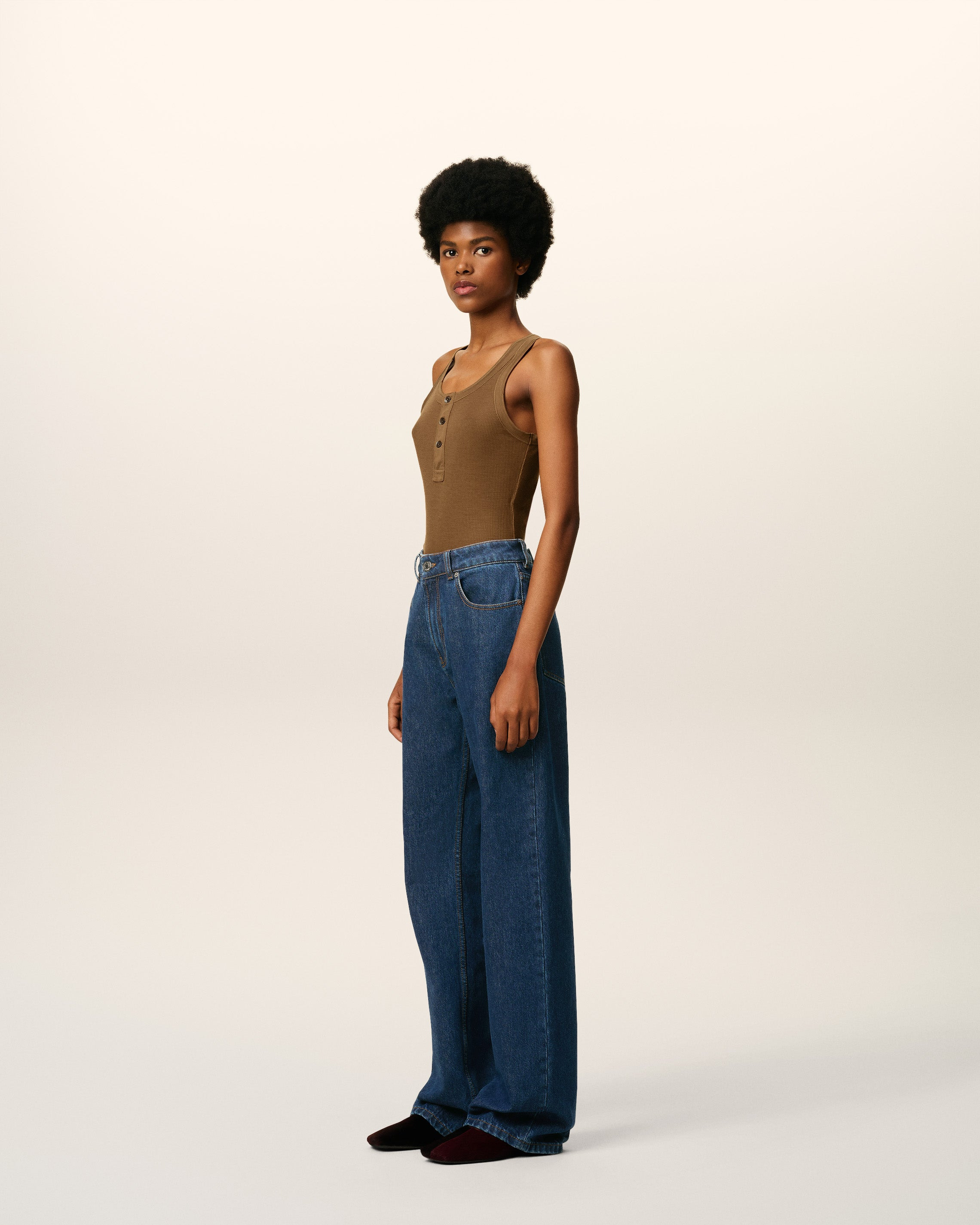 BLUE COTTON LARGE FIT JEANS - 6