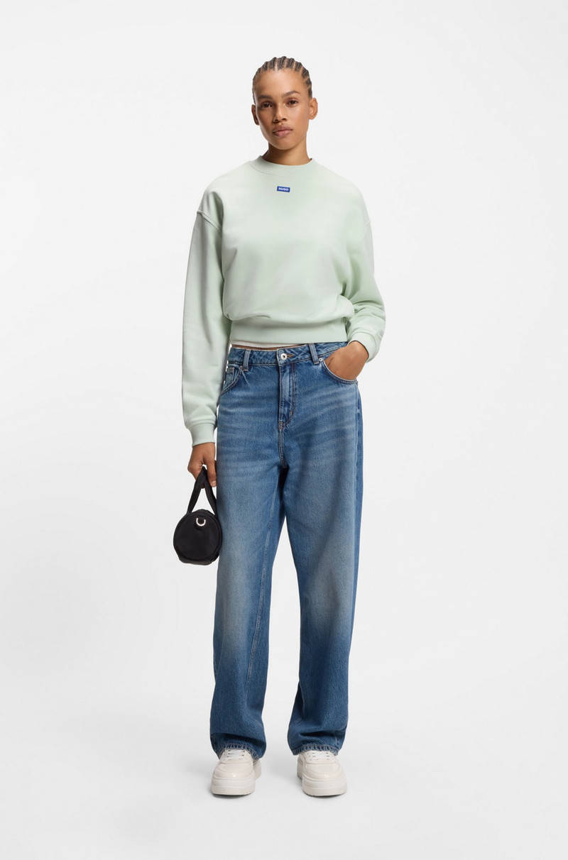 HUGO COTTON-TERRY SWEATSHIRT WITH BLUE LOGO outlook