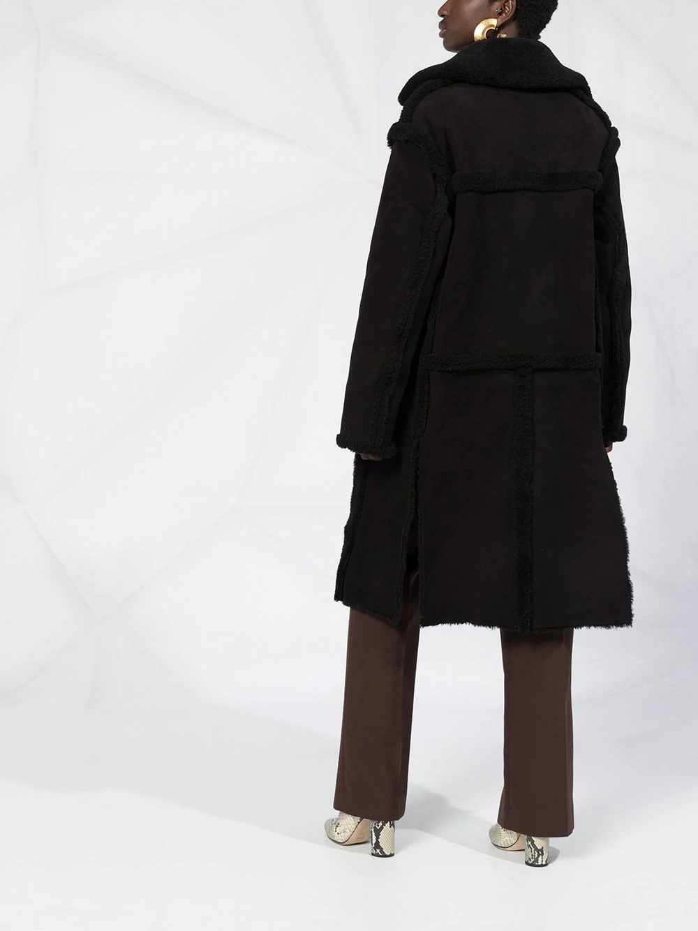 lambskin shearling long coat - 6