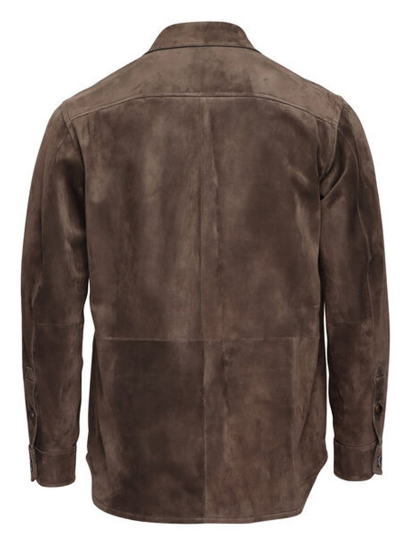 Brioni buttoned leather jacket outlook