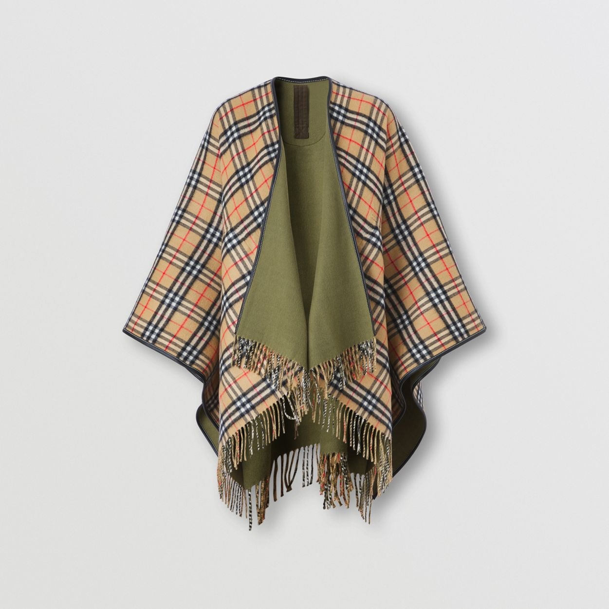 Reversible Vintage Check Wool Cashmere Cape - 6