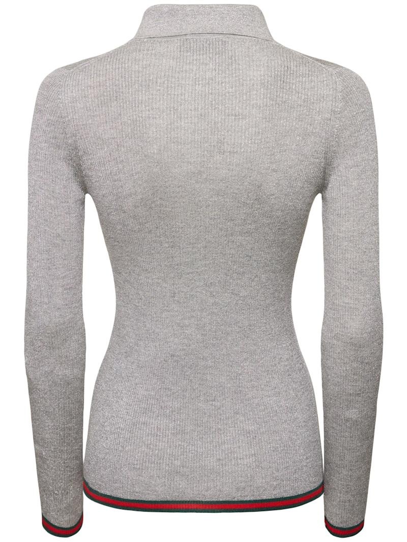 Extra fine rib cashmere blend knit top - 5